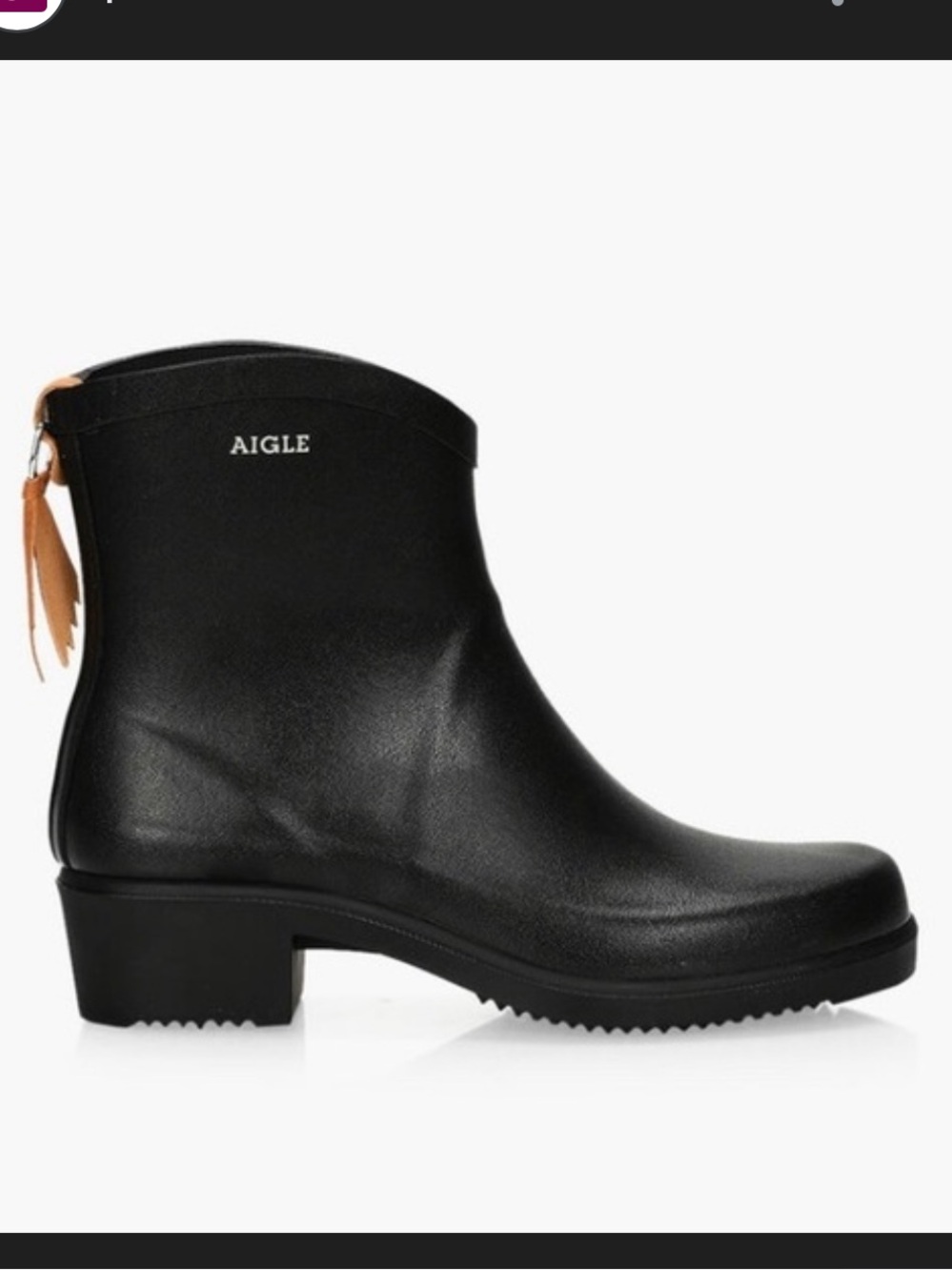 Aigle Miss Juliette Botillon B2T black cowboy ankle rain boots tassel size 8